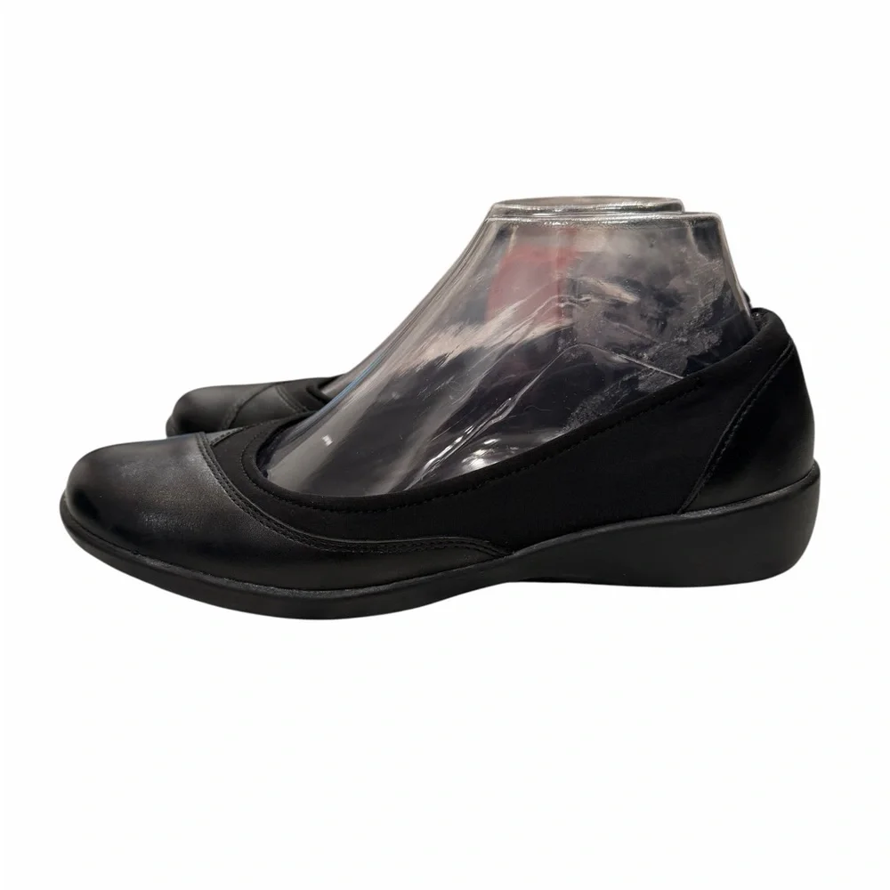 Cobbie Cuddlers Elanor Black Leather Slip-On Flat Comfort Shoe Sz 7W